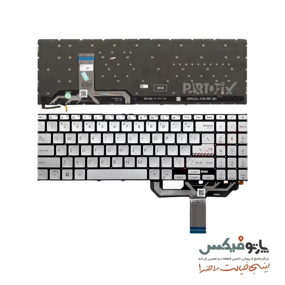 کیبورد لپ تاپ ایسوس Asus VivoBook X1503 X1502 X1603 بدون بکلایت – نقره‌ای