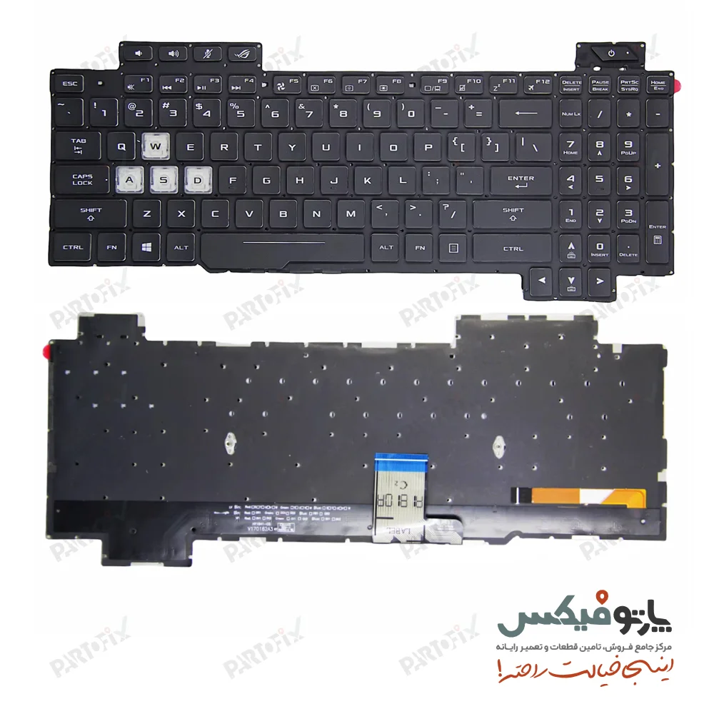 کیبورد لپ تاپ ایسوس Asus GL504 با بکلایت- مشکی سفید