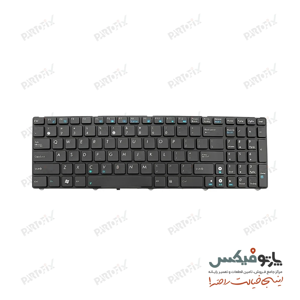 کیبورد لپ تاپ ایسوس Asus K52 N53 N61 X55VD مشکی FN آبی