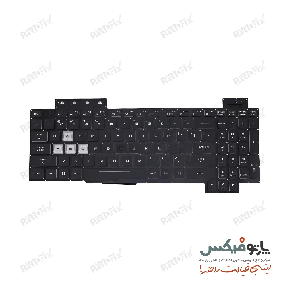کیبورد لپ تاپ ایسوس Asus TUF Gaming FX505 مشکی-اینترکوچک-با بکلایت-بدون فریم با کلید پاور