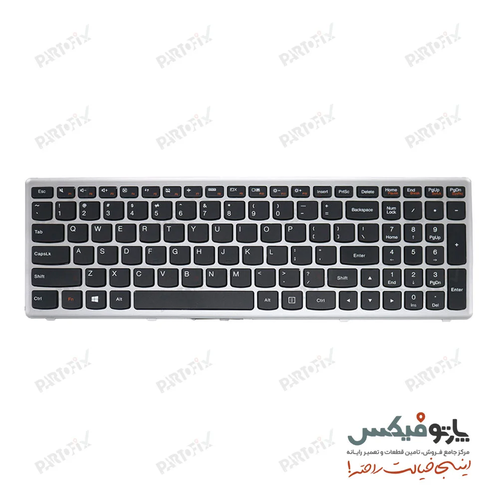 کیبورد لپ تاپ لنوو Lenovo IdeaPad Z500 با فریم-نقره‌ای
